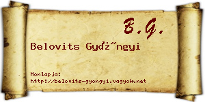Belovits Gyöngyi névjegykártya
